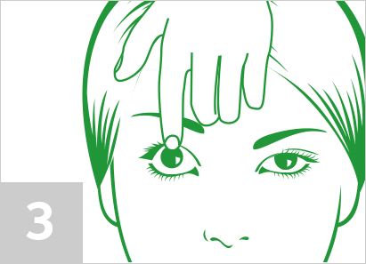 Step 3: Using your non-dominant hand, raise your upper eyelid away from your eye with your index finger.