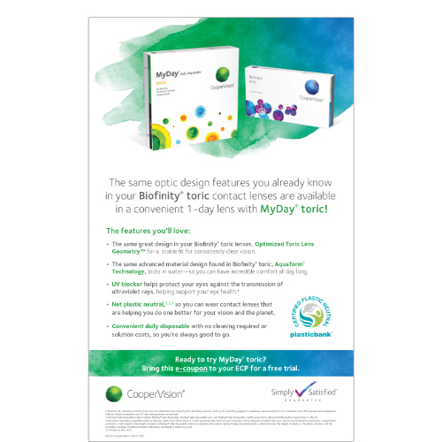 Transition from Biofinity® toric to MyDay® toric Patient Email